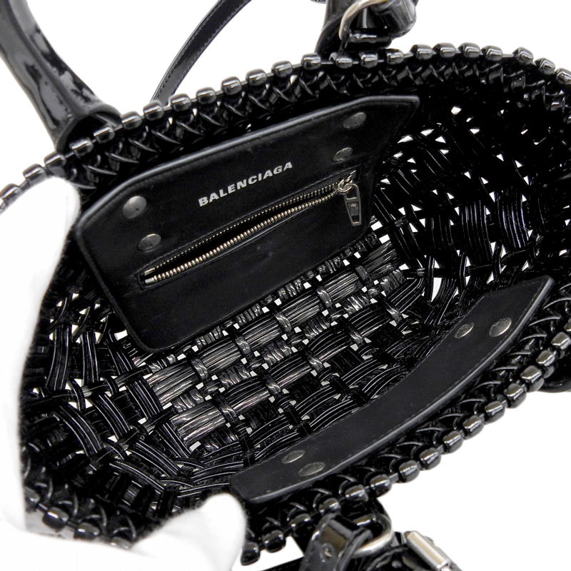 バレンシアガ BALENCIAGA ビストロXXS 2WAYバッグ ハンドバッグ ショルダーバッグ エナメル ブラック 678028 中古 新入荷 OB1566_画像5