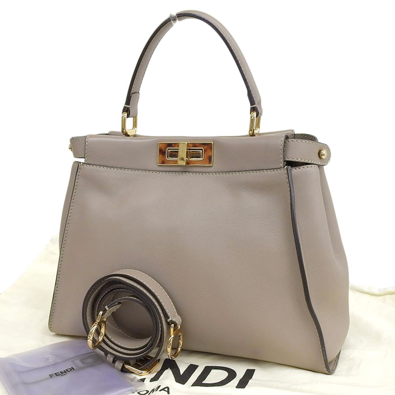 フェンディ FENDI ピーカブー 2WAYバッグ ハンドバッグ ショルダーバッグ レザー グレージュ べっ甲 8BN290 中古 新入荷 OB1562_画像2