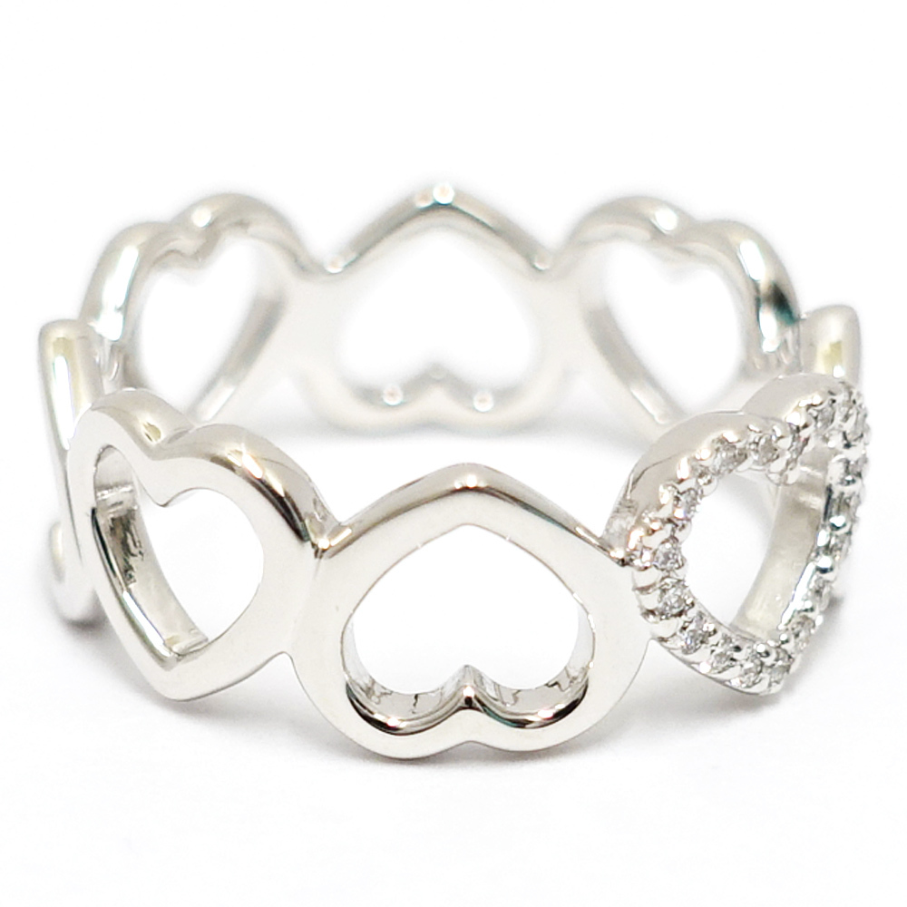 [.] Tiffany K18WG sentimental Heart diamond ring ring jewelry 750WG[ finish settled ]