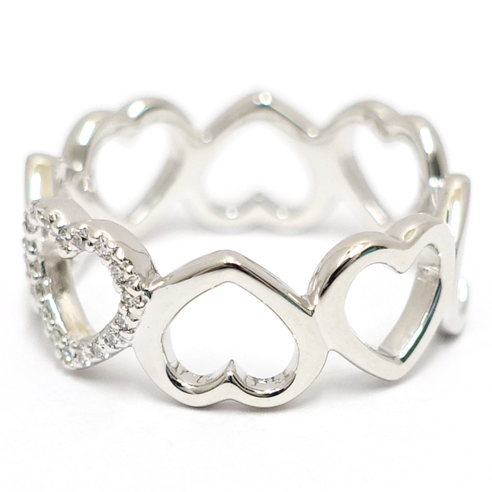 [.] Tiffany K18WG sentimental Heart diamond ring ring jewelry 750WG[ finish settled ]