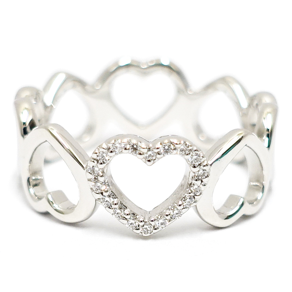 [.] Tiffany K18WG sentimental Heart diamond ring ring jewelry 750WG[ finish settled ]