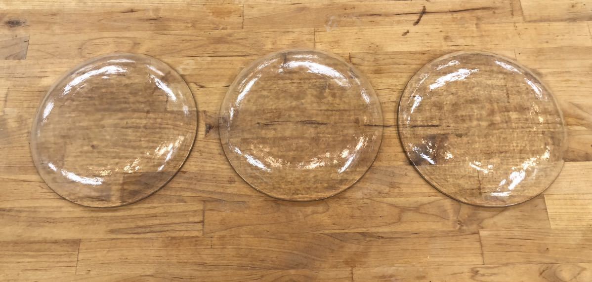 プレート 皿 透明 ガラス キッチン用品 厨房用品 3個セット セット品 飲食店 食器 小皿 Fの画像2
