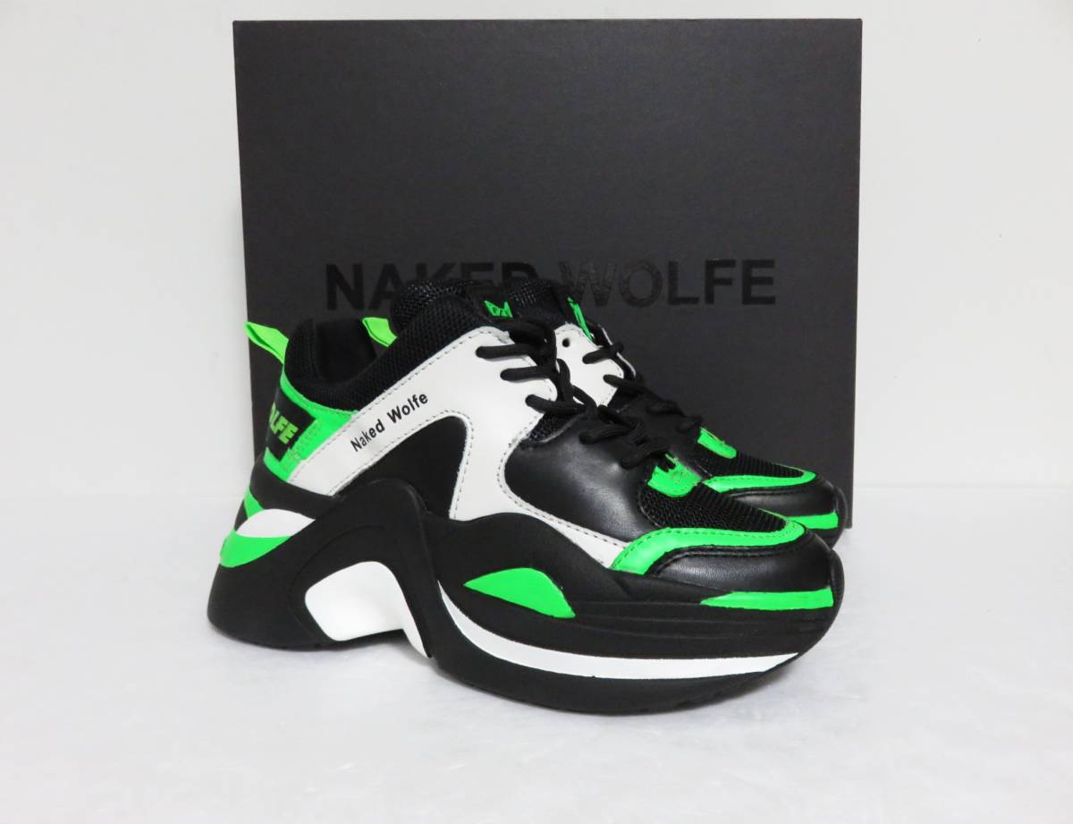 送料無料 新品 NAKED WOLFE TRACK 35 NEON GREEN COMBO ネイキッドウルフ トラック スニーカー ブラック グリーン 5_画像1