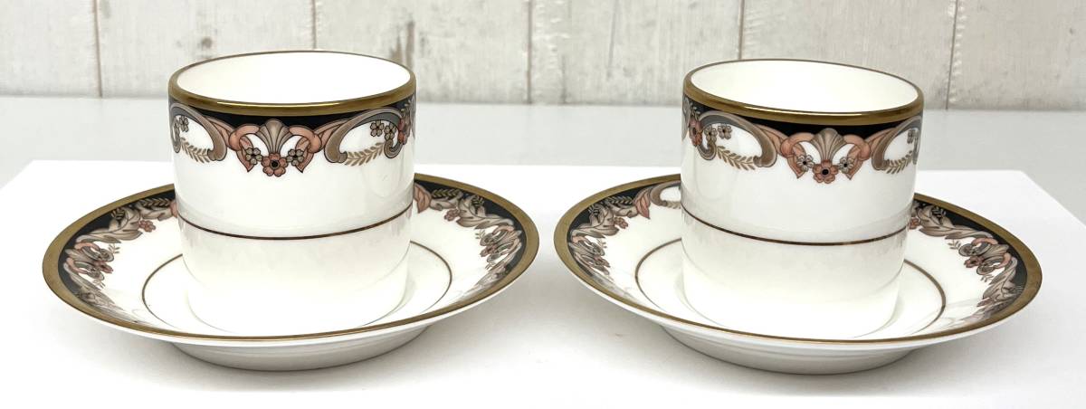 NORITAKE ノリタケ ボーンチャイナ ファレンティーノ 花柄 金彩 ＊デミタスカップ エスプレッソカップ ソーサー 2客 ペア ティータイム_画像5