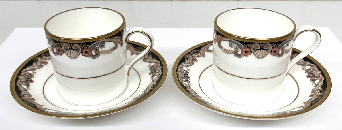 NORITAKE ノリタケ ボーンチャイナ ファレンティーノ 花柄 金彩 ＊デミタスカップ エスプレッソカップ ソーサー 2客 ペア ティータイム_画像2