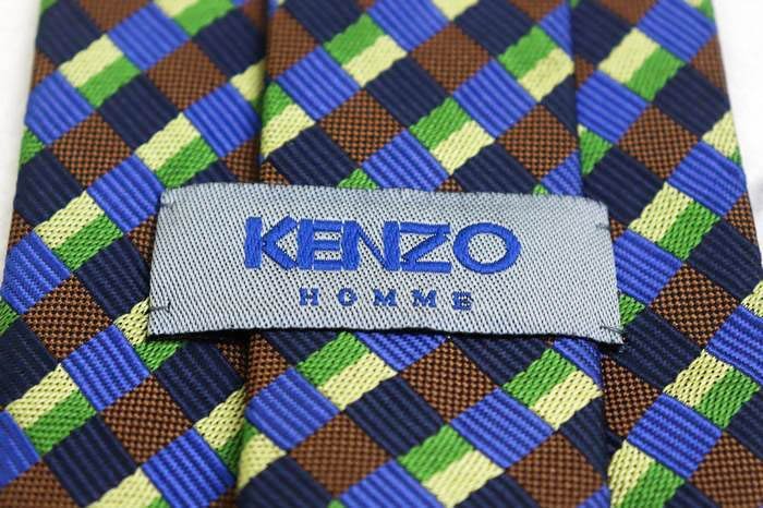 ケンゾー ブランド ネクタイ シルク チェック柄 小紋柄 メンズ ネイビー KENZO_画像4