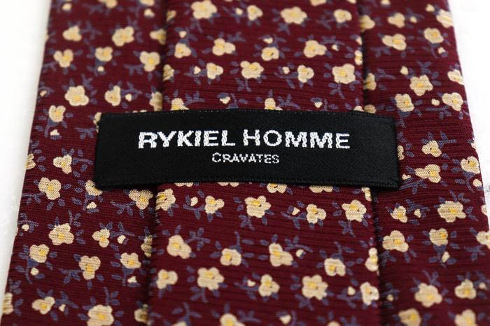 リキエル ブランド ネクタイ シルク 小紋柄 ドット柄 花柄 メンズ レッド RYKIEL_画像4