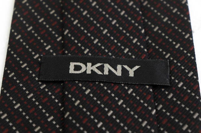 ダナキャラン ブランドネクタイ ストライプ柄 パネル柄 シルク 日本製 メンズ ブラック Donna Karan_画像4