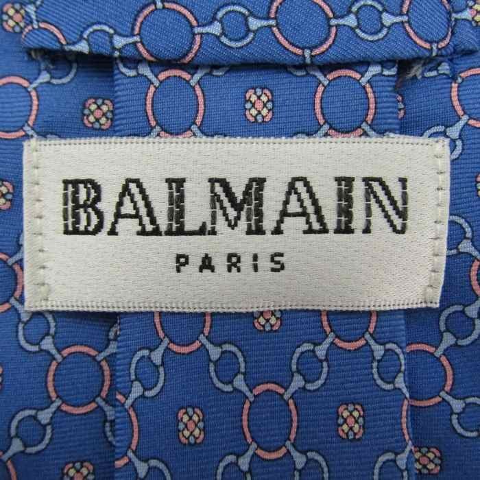 バルマン ブランド ネクタイ 格子柄 チェーン柄 小紋柄 フランス製 シルク メンズ ネイビー BALMAIN_画像4