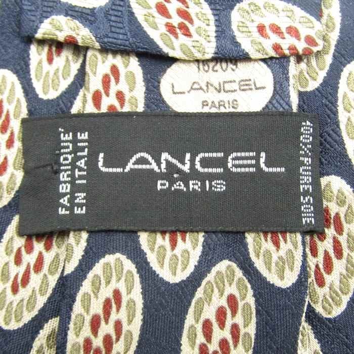 ランセル ブランド ネクタイ シルク 総柄 小紋柄 伊製生地 メンズ ネイビー LANCEL_画像4