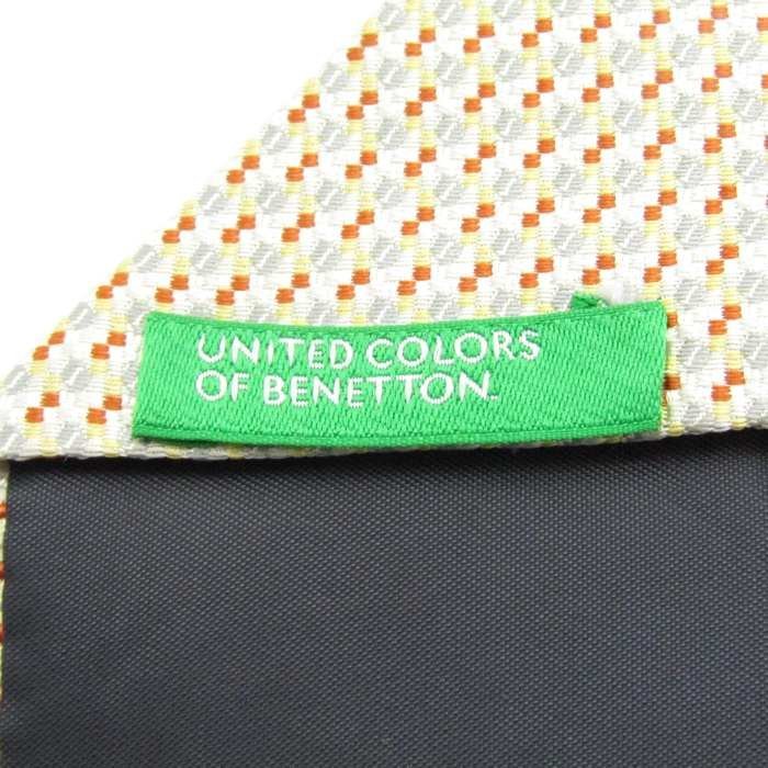  Benetton brand necktie silk fine pattern pattern total pattern men's green BENETTON