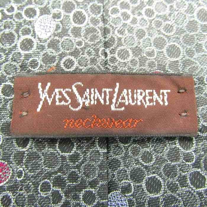 イヴ・サンローラン ブランド ネクタイ シルク ドット柄 小紋柄 YSL 高級 メンズ グレー YVES SAINT LAURENT_画像4