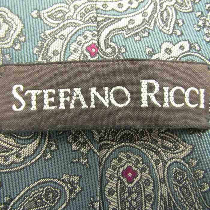 ステファノリッチ ブランド ネクタイ シルク ペイズリー柄 総柄 メンズ グレー STEFANO RICCI イタリア高級ブランド_画像4