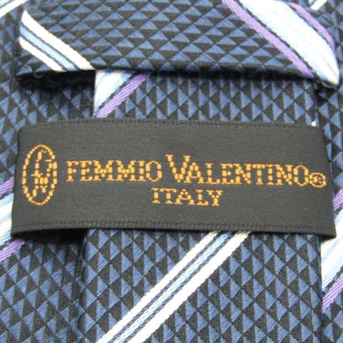 フェミオバレンチノ ブランド ネクタイ シルク ストライプ柄 メンズ ネイビー femmio valentino_画像4
