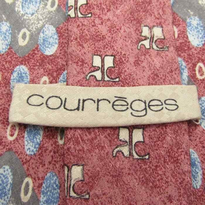 クレージュ ブランド ネクタイ シルク 小紋柄 総柄 チェンジタイ メンズ レッド courreges_画像4