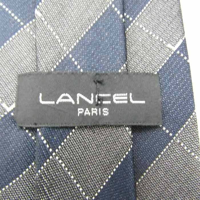 ランセル ブランド ネクタイ シルク チェック柄 格子柄 小紋柄 メンズ ネイビー LANCEL_画像4