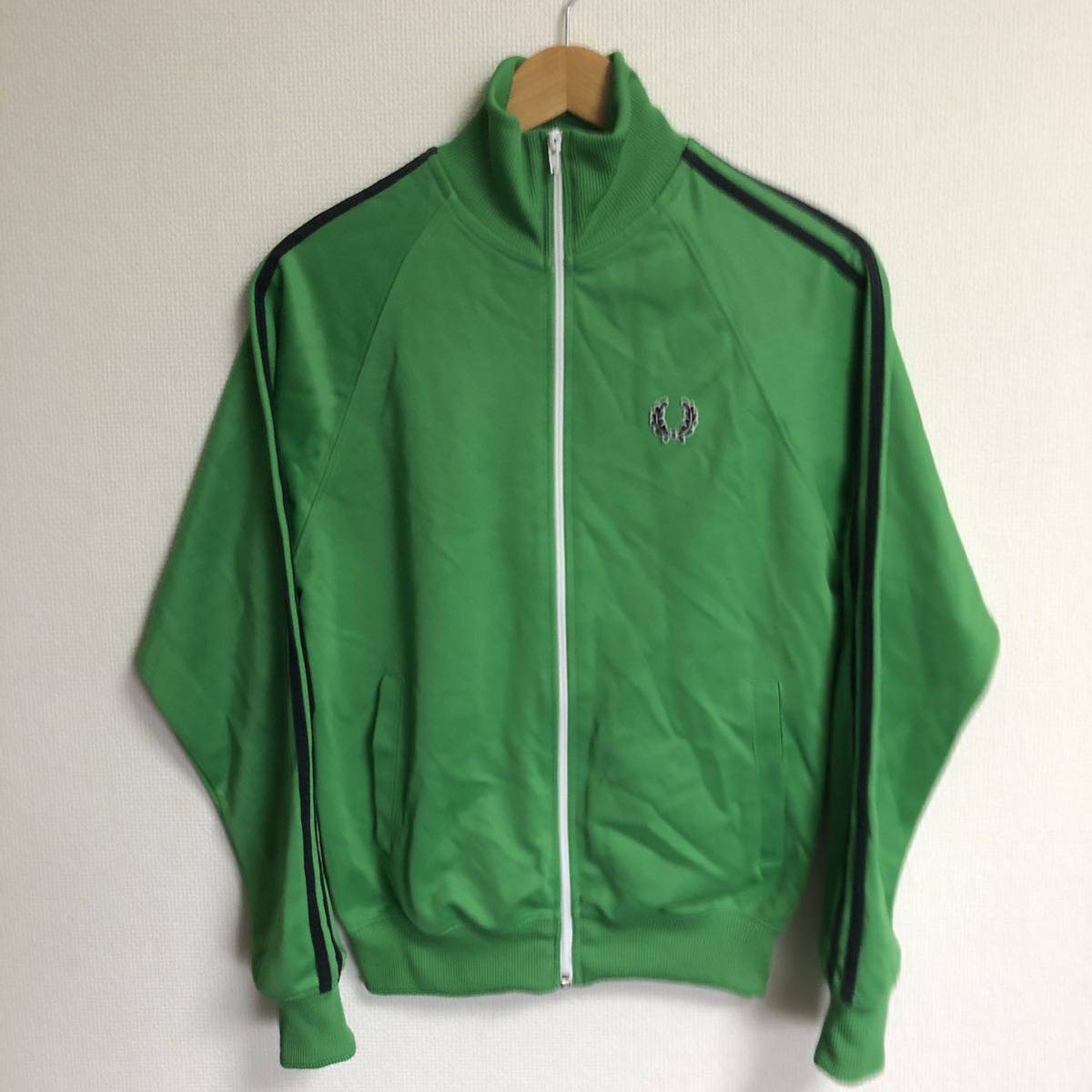 古着】FRED PERRY 長袖 ラインジャージ ロゴ xs グリーン シンプル