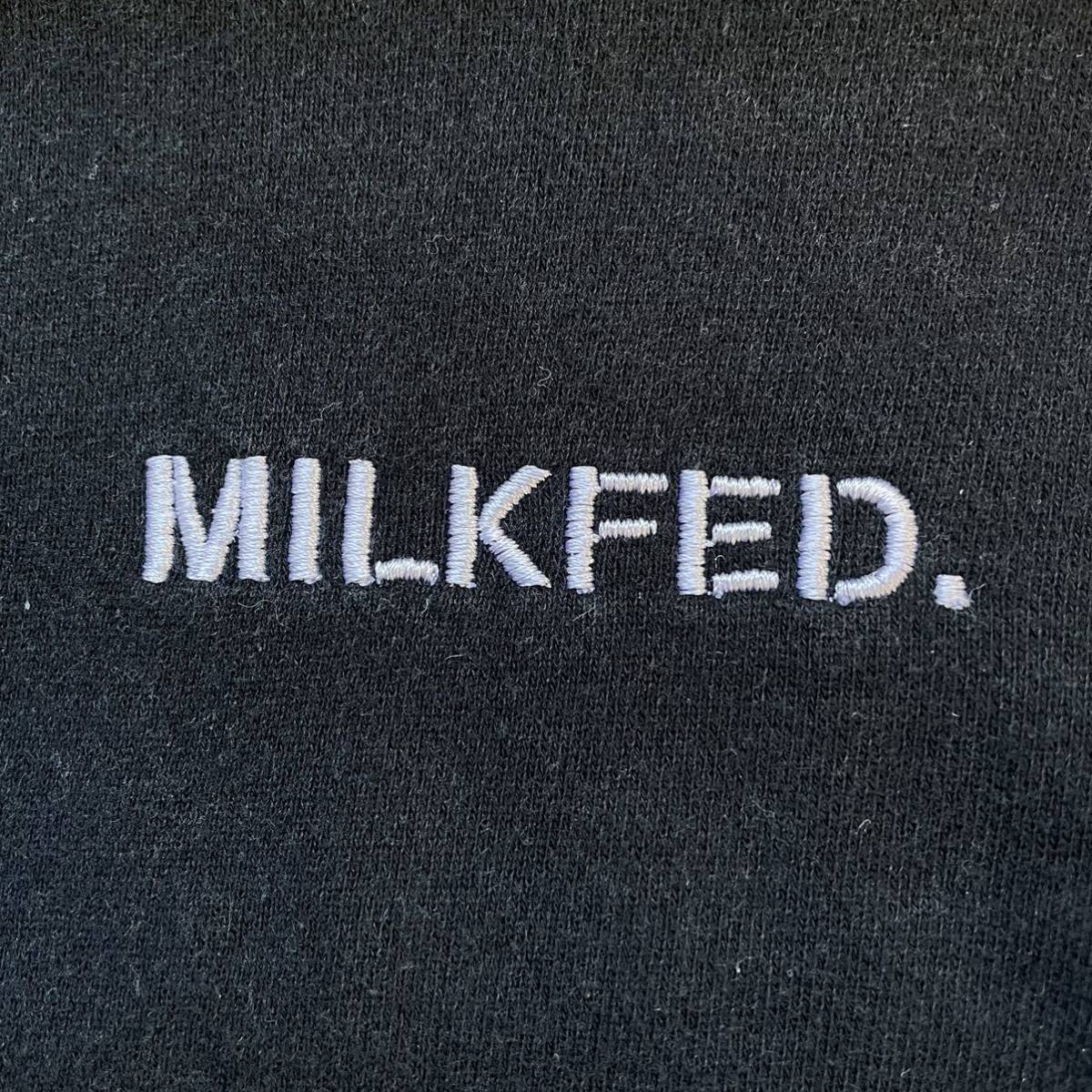 ★MILKFED. ミルクフェド★トレーナー スウェット トップス 上着 裏ボア 長袖 プルオーバー ショート丈 ロゴ刺繍 ブラック ONE SIZE/TT6624_画像5