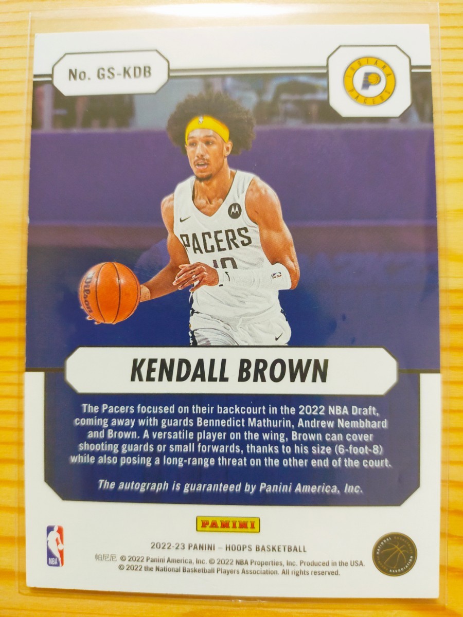 Kendall Brown RC NBA Panini 直筆サイン カード a ケンドールブラウン ルーキー パニーニ Autograph Card Basketball バスケットボール_画像2
