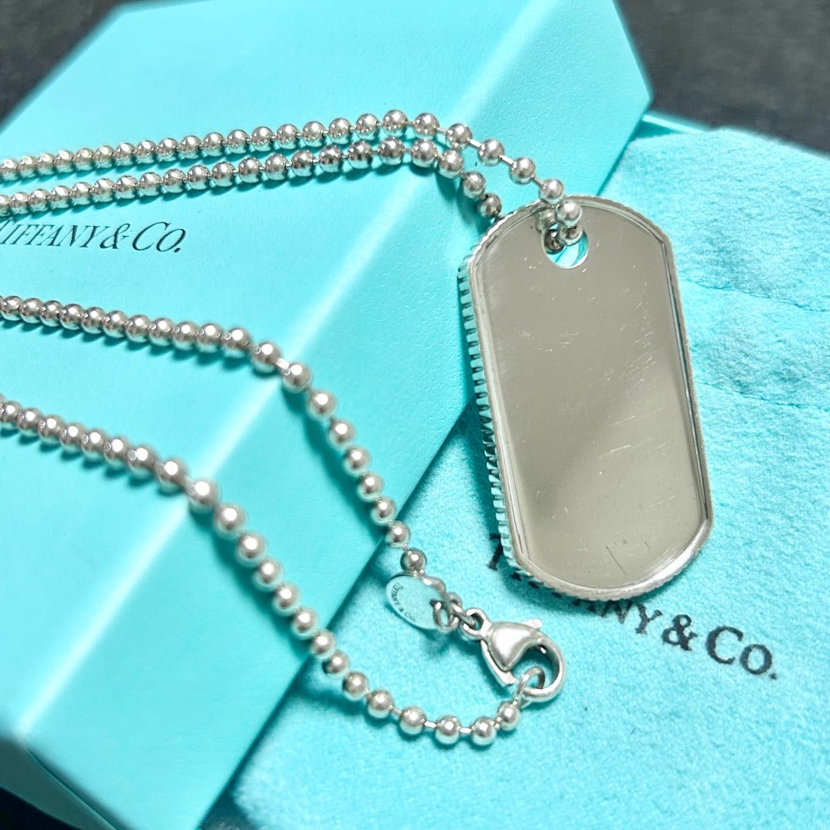 TIFFANY&Co ティファニー　ドッグタグ　コインエッジ　ネックレス　プレート　タグ　ペンダント　Tiffany 美品　付属品