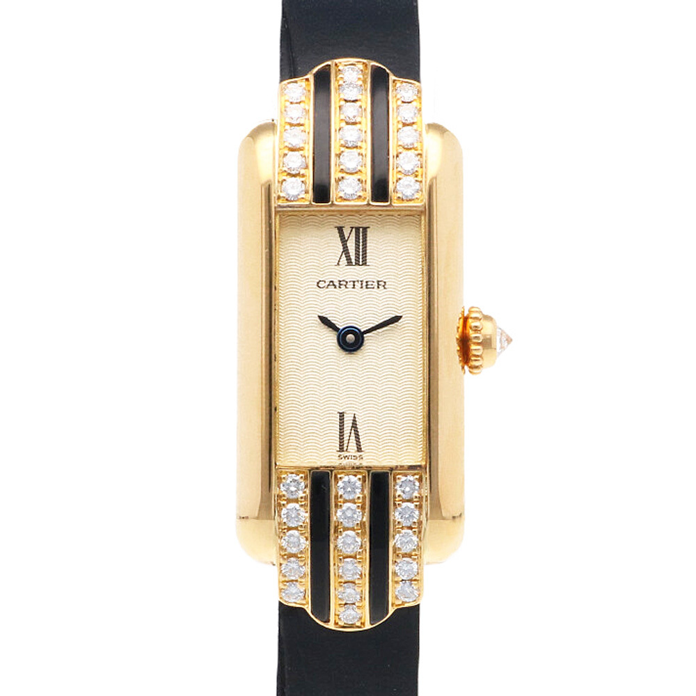 Cartier Cartier Tank Aron Watch 18 Gold K18 Желтое золото 1380 дамы использовали красивые товары