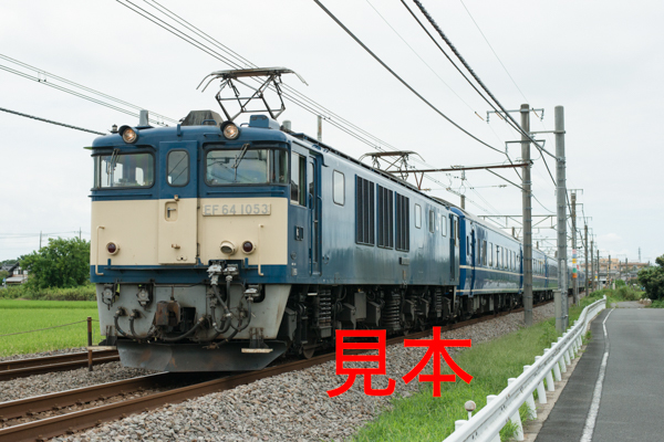 鉄道写真データ（JPEG）、00506904、EF64-1053＋24系（廃車回送）、JR高崎線、吹上〜北鴻巣、2015.08.27、（6498×4337）_画像1