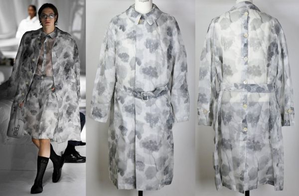 21SS FENDI フェンディ フローラル シルク オーガンジー ステンカラー コート 48 silk coat b7277_画像1