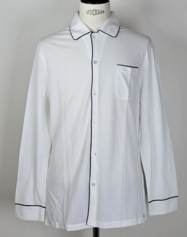 HERMES エルメス パイピング スリーピング 鹿の子 長袖 シャツ ポロシャツ XL b7259