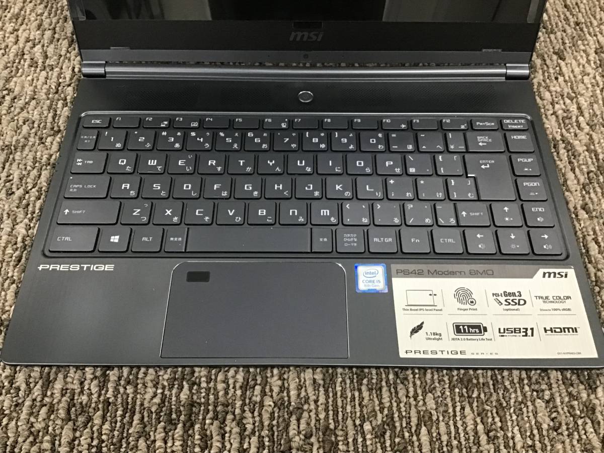 【86】MSI Prestige PS42 Modern 8MO Core i5-8265U 1.65GHz 8GB SSD・OS無し ジャンク品_画像3