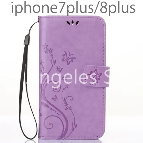 iphone8plus iphone7plus ケース 手帳型 革 カバ 人気 紫 パープル レザー 耐衝撃 激安 人気 送料無料 可愛い 和柄 カード収納 ストラップ_可愛いライトパープルカラー