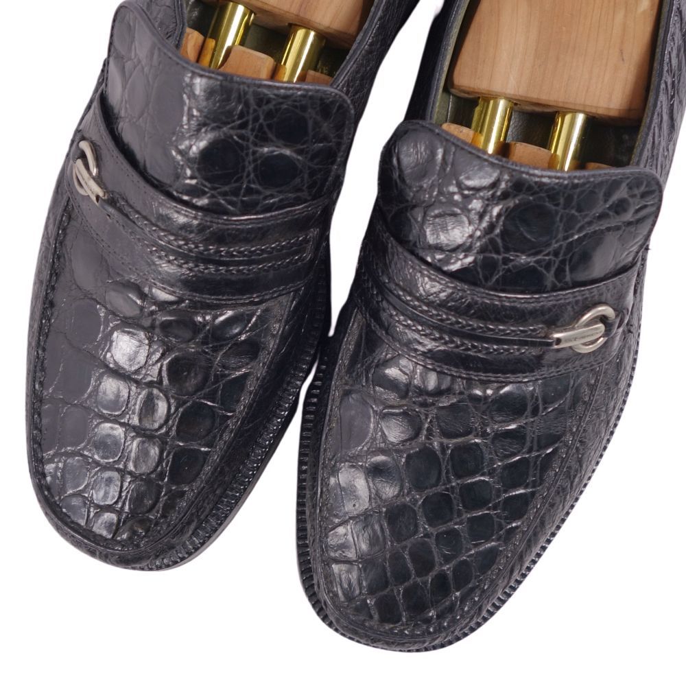 モレスキー MORESCHI ローファー クロコダイル ワニ革 シューズ 靴 メンズ イタリア製 6 1/2(24.5cm相当) ブラック cg10ds-rm04e25980_画像3