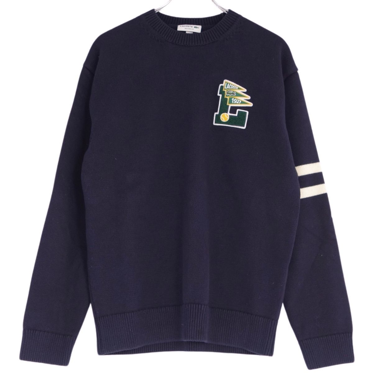 ラコステ LACOSTE ニット セーター ロングスリーブ ロゴ刺繍 コットン ウール トップス メンズ M ネイビー cg10de-rm12f07061_画像1