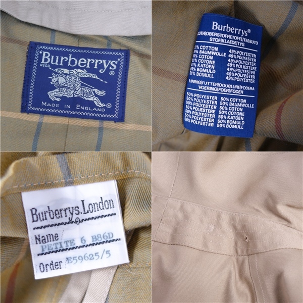Vintage バーバリー Burberrys コート 一枚袖 英国製 ベルト付き ステンカラーコート アウター レディース 6 ベージュ cg10dn-rm12e26064_画像10