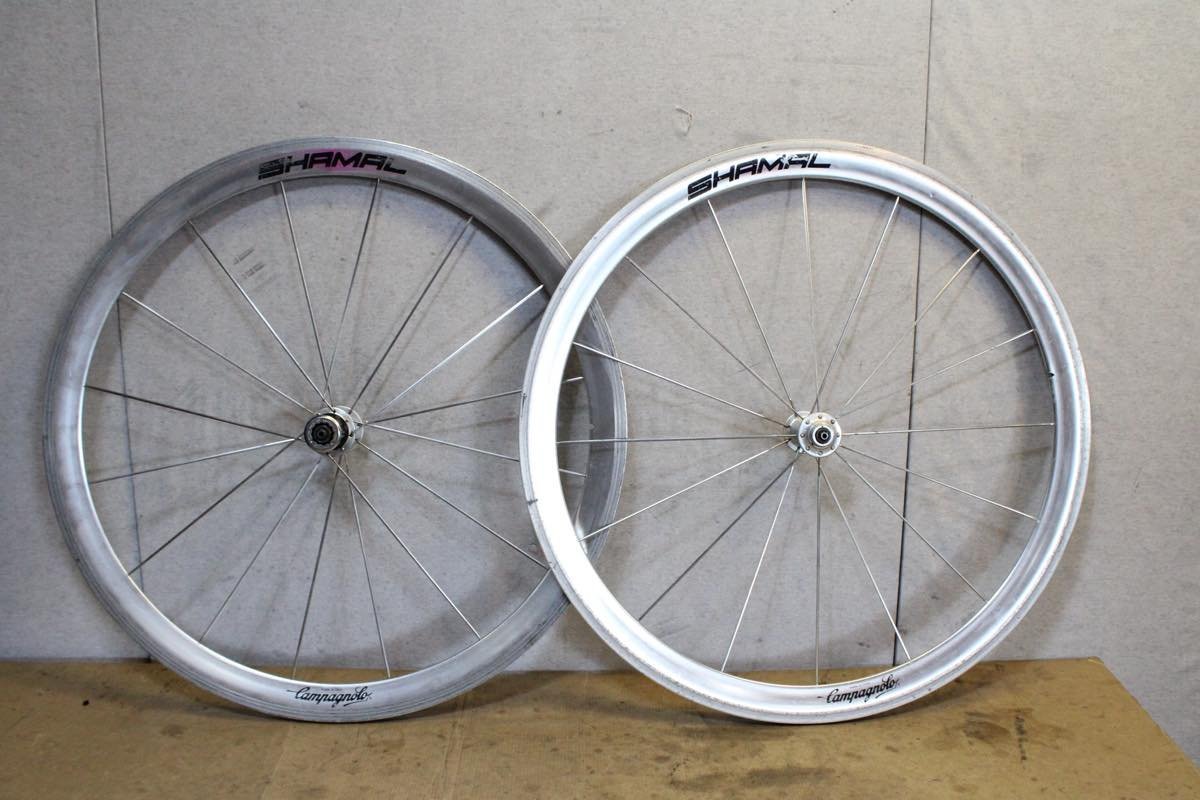 超希少!! 銀シャマ!!○Campagnolo カンパニョーロ SHAMAL カンパフリー 8s対応 クリンチャー ホイールセット 難あり