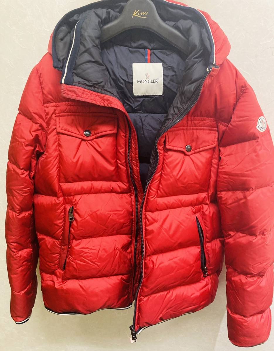 N-14313 1円〜 モンクレール MONCLER ダウンジャケット 赤色 レッド メンズ レディース サイズ不明_画像1