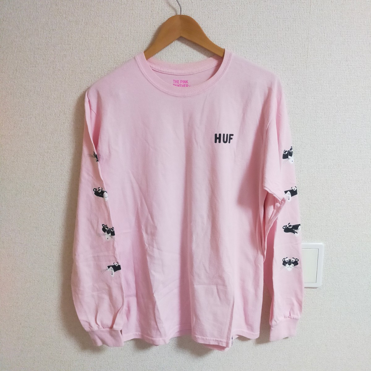 HUF ハフ PINK PANTHER ピンクパンサー コラボ 長袖Ｔシャツ ロンＴ カットソー M ピンク