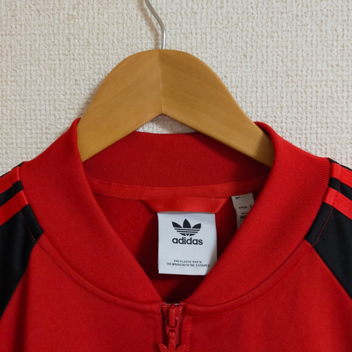 adidas originals アディダス オリジナルス HR3448 トリコットジャケット トラックジャケット ジャージ M ブラック×レッド 黒赤_画像3