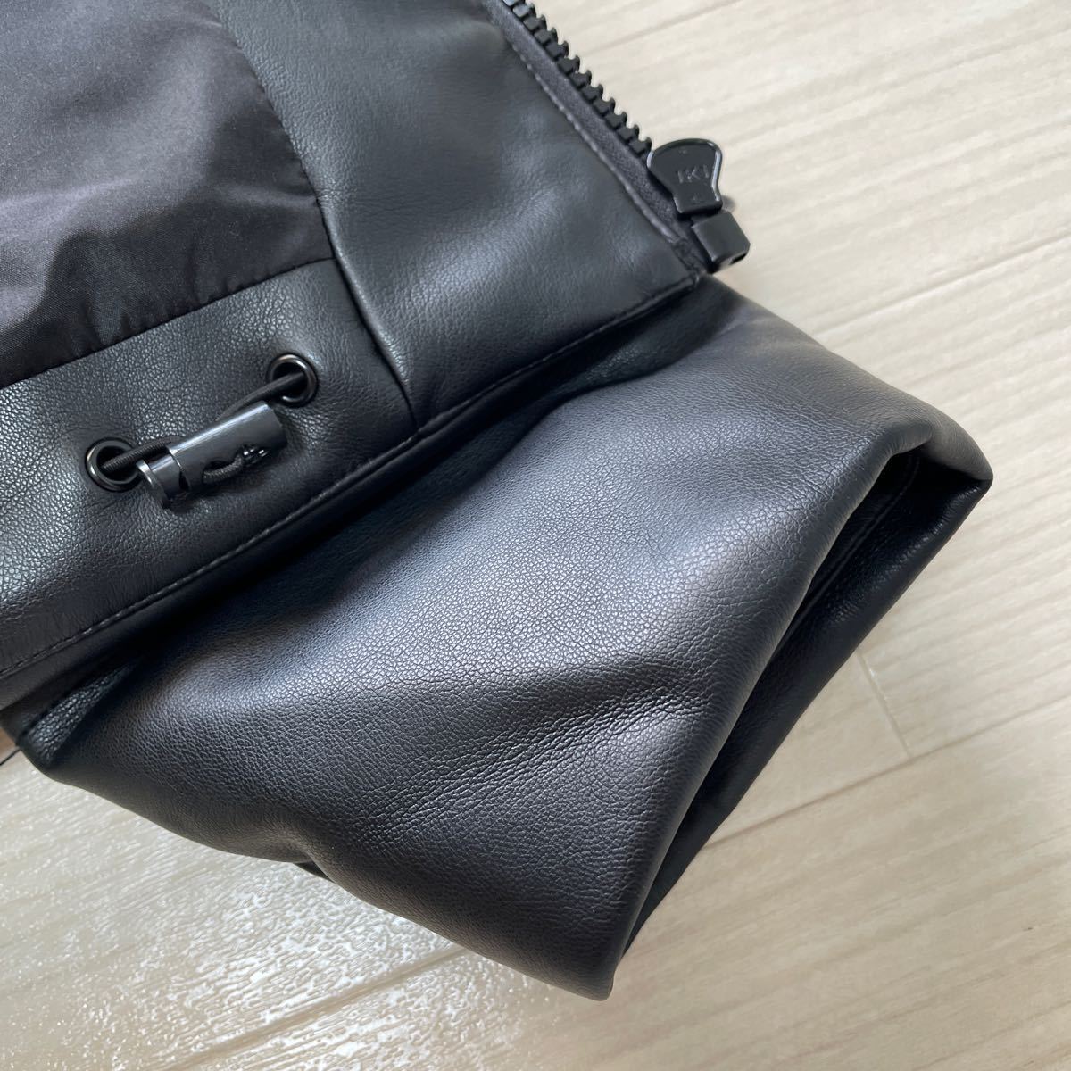 ZARA ザラ faux-leather jacket フェイクレザージャケット 中綿ジャケットブラック黒 サイズXS 美品_画像6