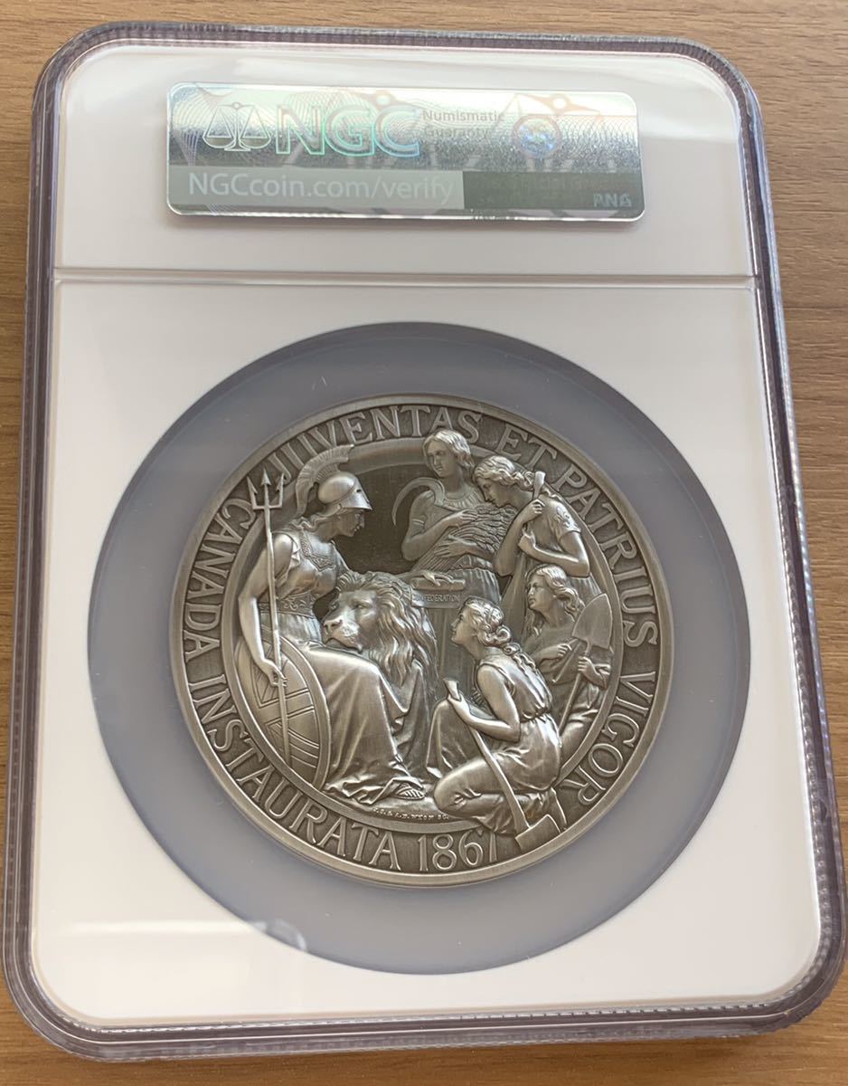 【NGC鑑定PF70】アンティーク版 カナダのウナとライオン ヴィクトリア 10オンス 銀 シルバーメダル 2017年 建国150周年記念  ×銀貨・コイン