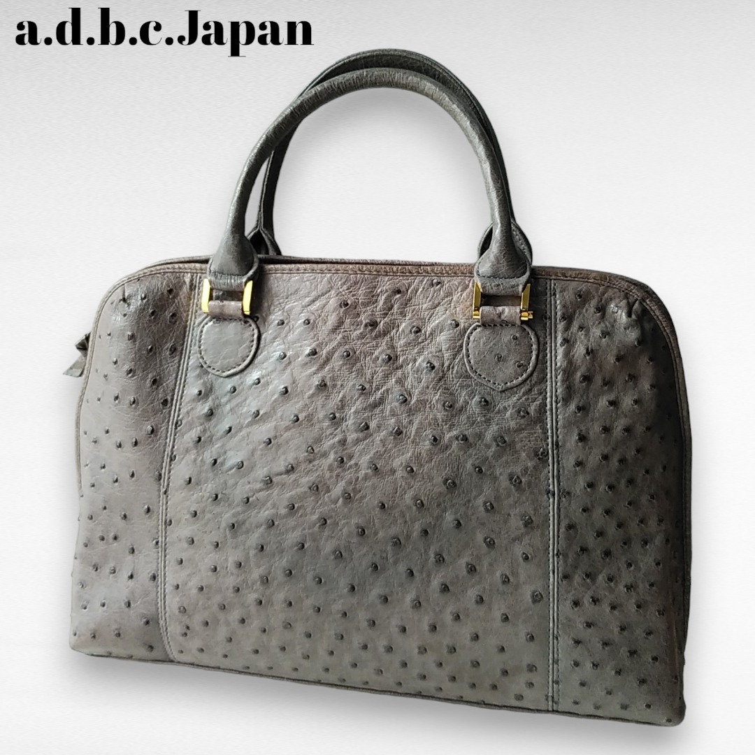 a d b c Japan オーストリッチ ハンドバッグ ラウンドファスナー a d b c Japan オーストリッチ ハンドバッグ ラウンドファスナー