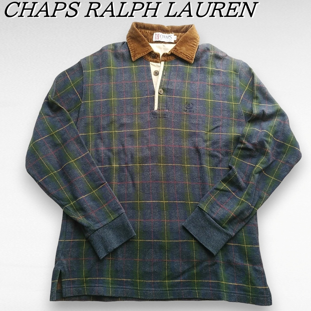 秋冬　CHAPS Ralphloren　襟付きトレーナー　プルオーバー　メンズL　コーデュロイ　チャップスラルフローレン　古着　コットン　210929-07