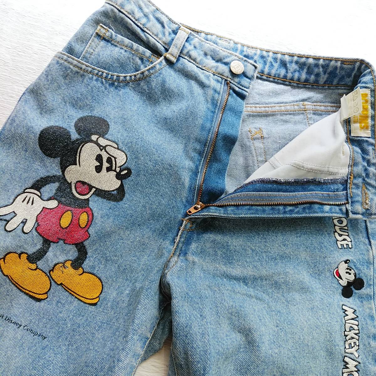 POPINS ディズニー ミッキー 刺繍 ペイント ビンテージジーンズ POPINS ディズニー ミッキー 刺繍 ペイント ビンテージジーンズ