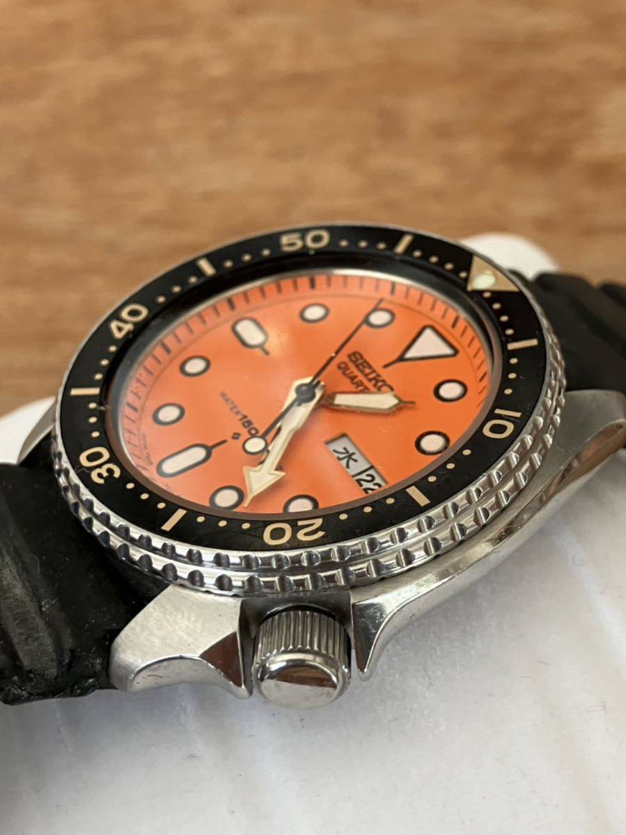 SEIKO セイコー 腕時計 150m ダイバー 7548-7000 オレンジ文字盤 AGS TITANIUM SCUBA 200m チタン製 STARJWELRY 時計セット_画像3