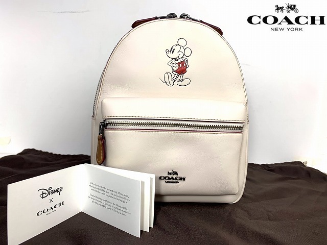  ultimate beautiful goods * free shipping Coach COACH limitated model * Disney Mickey collaboration leather Mini rucksack backpack 