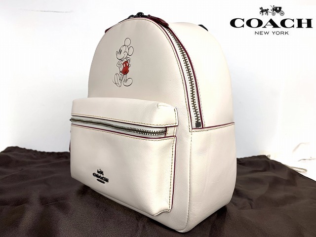  ultimate beautiful goods * free shipping Coach COACH limitated model * Disney Mickey collaboration leather Mini rucksack backpack 