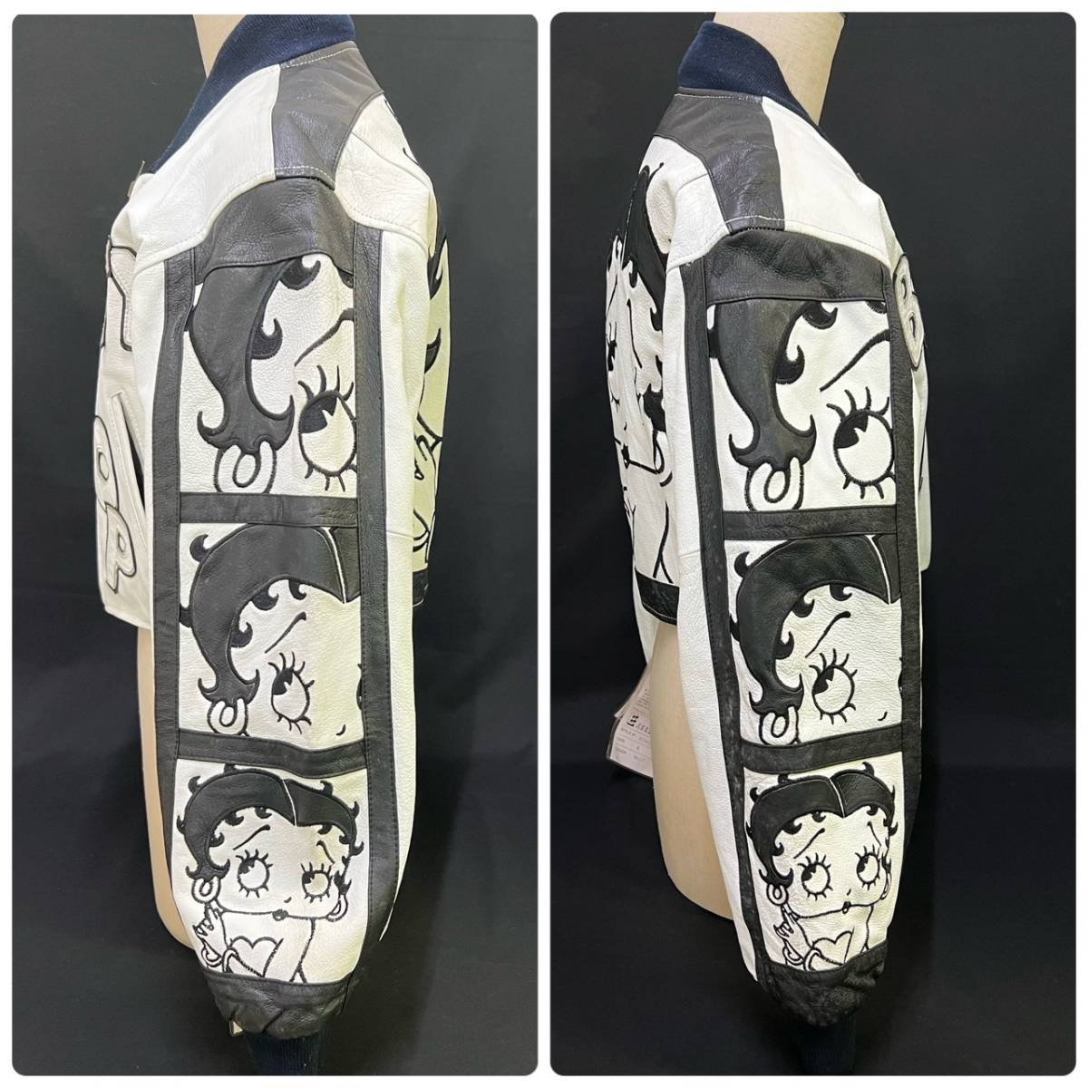 BJg158タ 100 AMERICAN TOONS BETTY BOOP ベティ ブープ ショート丈 レザージャケット ブルゾン サイズS アメリカントゥーンズ_画像6