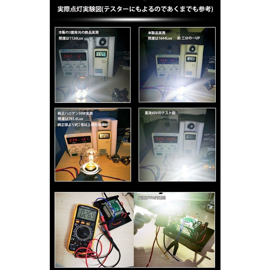 LEDヘッドライト バイク H4/HS1 Hi/Lo 直流専用 DC11～60V 3000ルーメン 6000K ホワイト 車検対応 単品 1本 1年保証_画像5