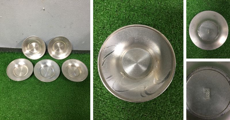 △△ 九谷焼 松園作 オシドリ 花瓶 金鳳焼 花器 含銀錫製 茶托 鉄香炉