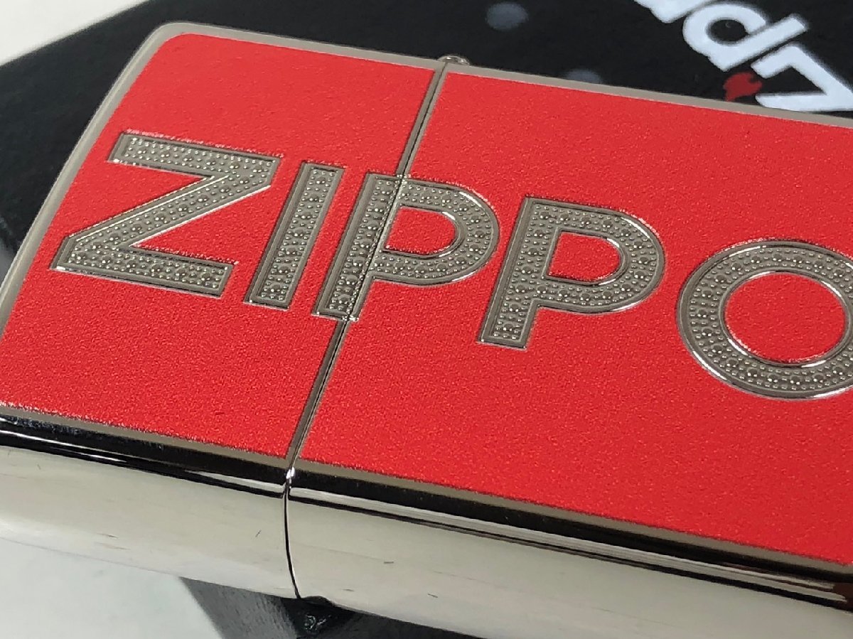 Zippo（ジッポーロゴ）Logo Red レッド赤＜ 両面＞ニッケル/銀鏡面 2Red-Z 新品/送料無料_画像3