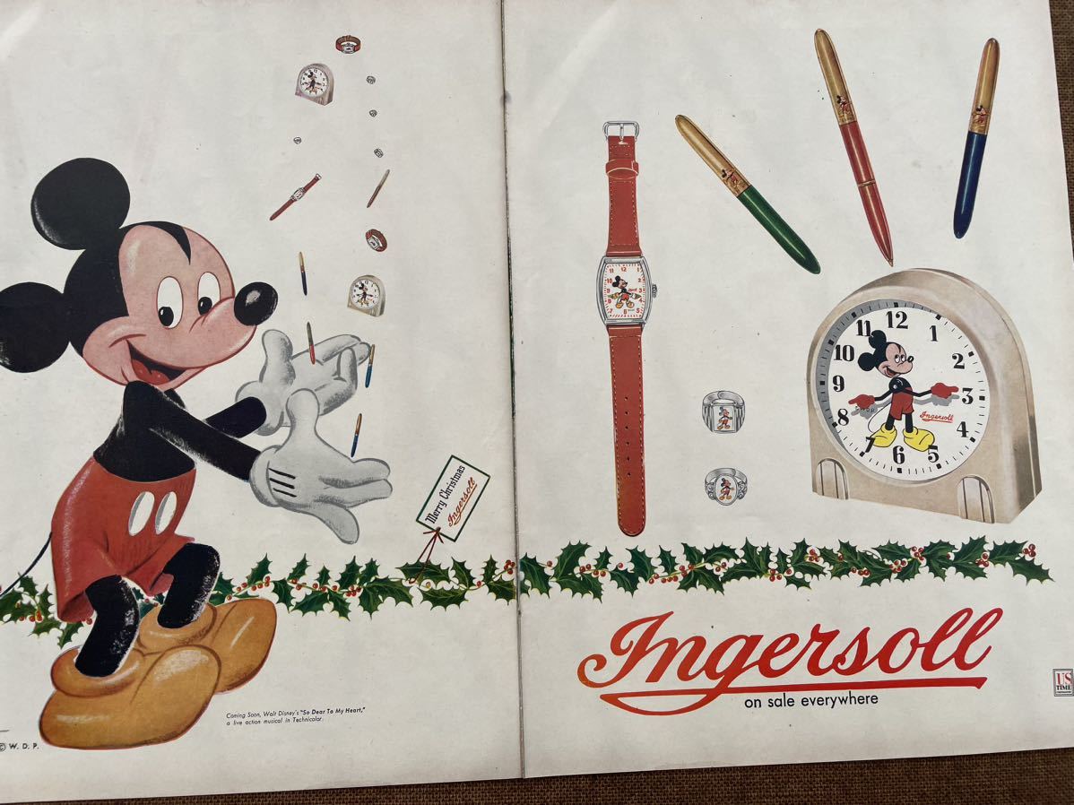 ◆ディズニー・ミッキーマウス（アメリカ企業の広告）1955年発行・見開き1ページ広告ポスター・1点物・ビンテージ雑誌＜LIFE・ライフ誌＞_画像2